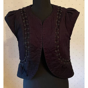 TOPSHOP Black Quilted Mini Vest Size 8